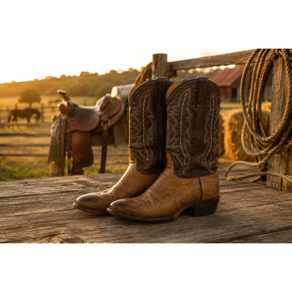 Lucchese 2000 Mens Tanβ Brown Leather Western Cowboy Boots T058R4 Size 8 EE Wide